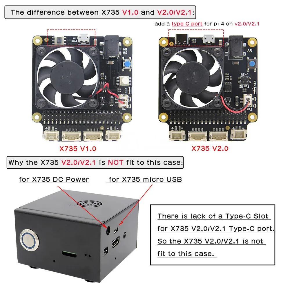 Raspberry Pi X850 V3.0 соответствующий металлический чехол+ вентилятор+ выключатель питания, корпус с охлаждающим вентилятором комплект для X870/X860 и X735 платы
