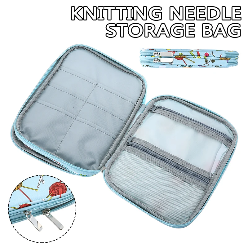

Knitting Storage Bag Crochet Hooks Knitting Needles Kit Organizer Case for Needles Scissors Ruler Sewing Accessories
