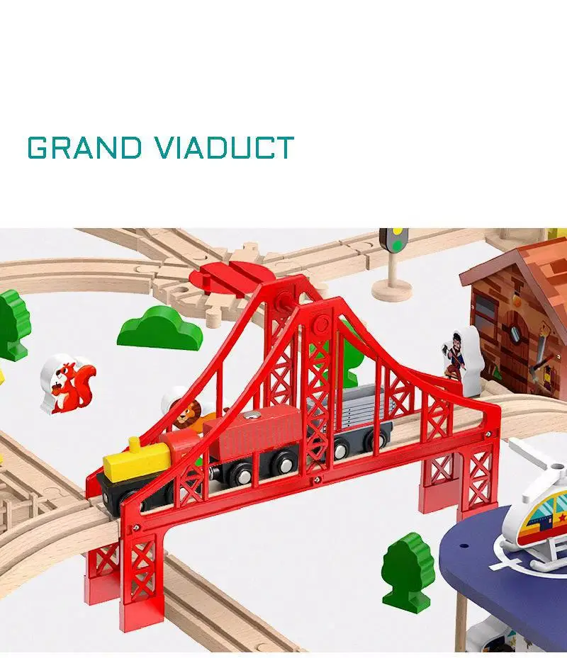 

New Children's Wooden Track Small Train Diy Puzzle Model Building Suit Electric Track Car Baby Boy Girl Birthday Toy Track Car