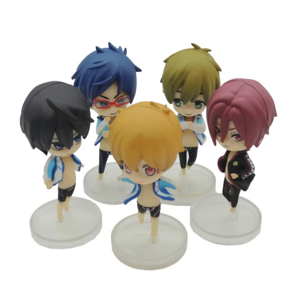 5 шт./лот 6 см японское аниме бесплатно! Экшн-фигурка из ПВХ Iwatobi плавающий клуб Рин