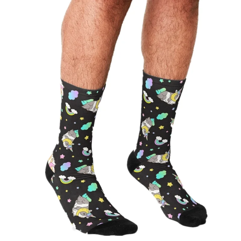 

2021 Socks Men harajuku Guinea pig and capybara Tea Printed Happy hip hop Men Socks Novelty Skateboard Crew Casual Crazy Socks