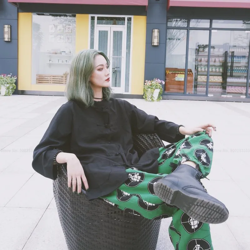 Обувь для пары Мужская женская черная рубашка в китайском стиле Стиль кунг-фу