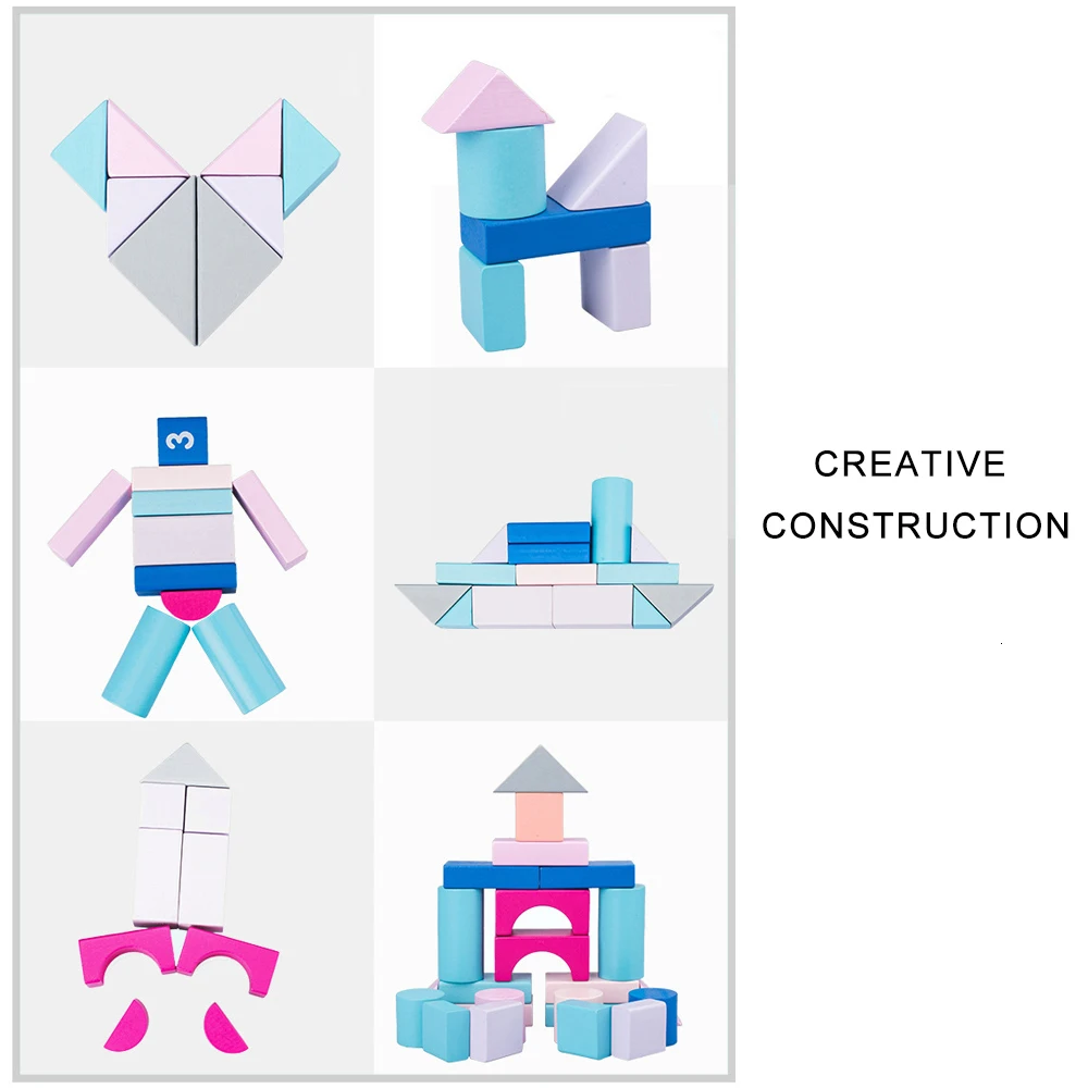 50 шт./компл. деревянные блоки с рисунком детские игрушки головоломка игры