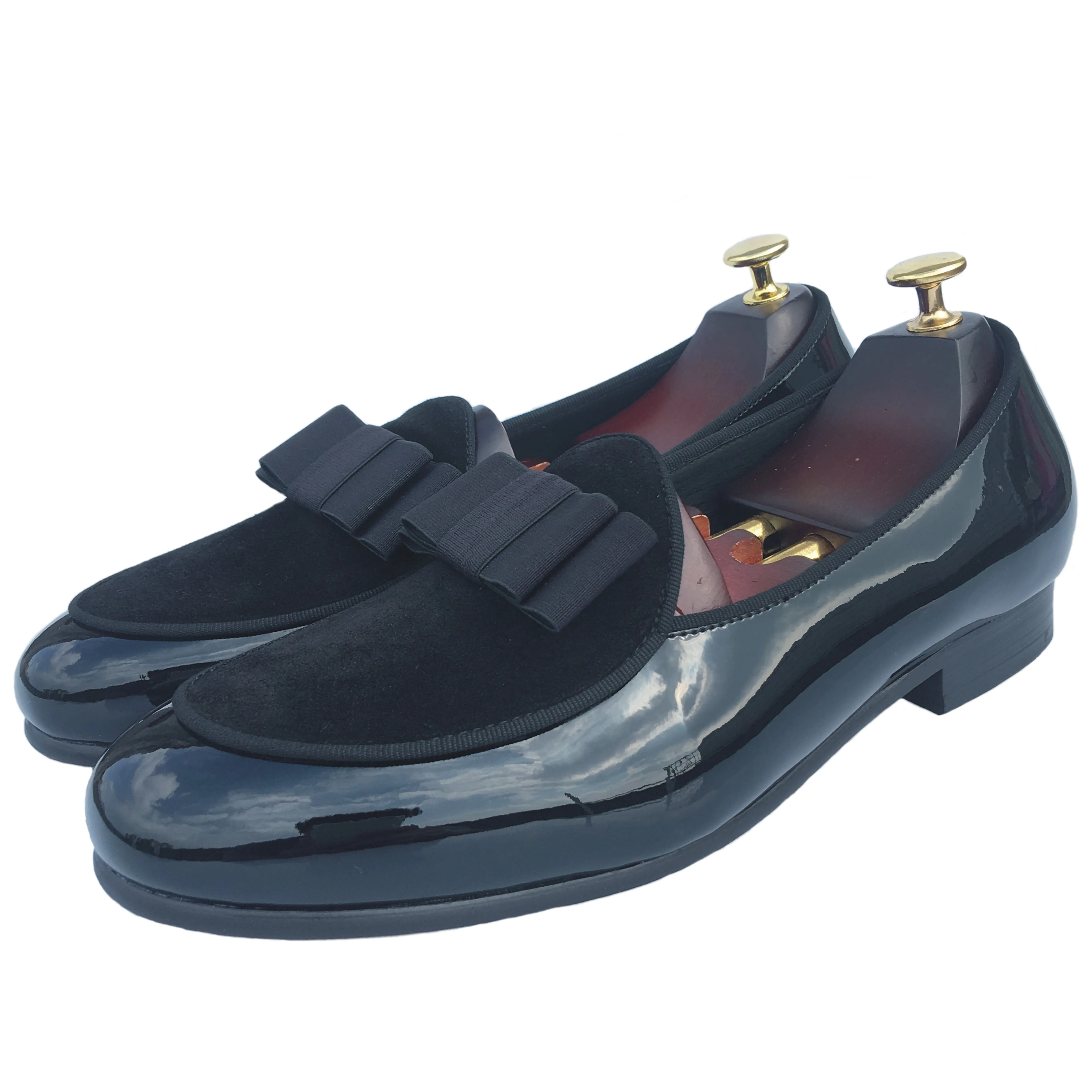 Мужские мокасины ручной работы из натуральной кожи Роскошные туфли с бантиком