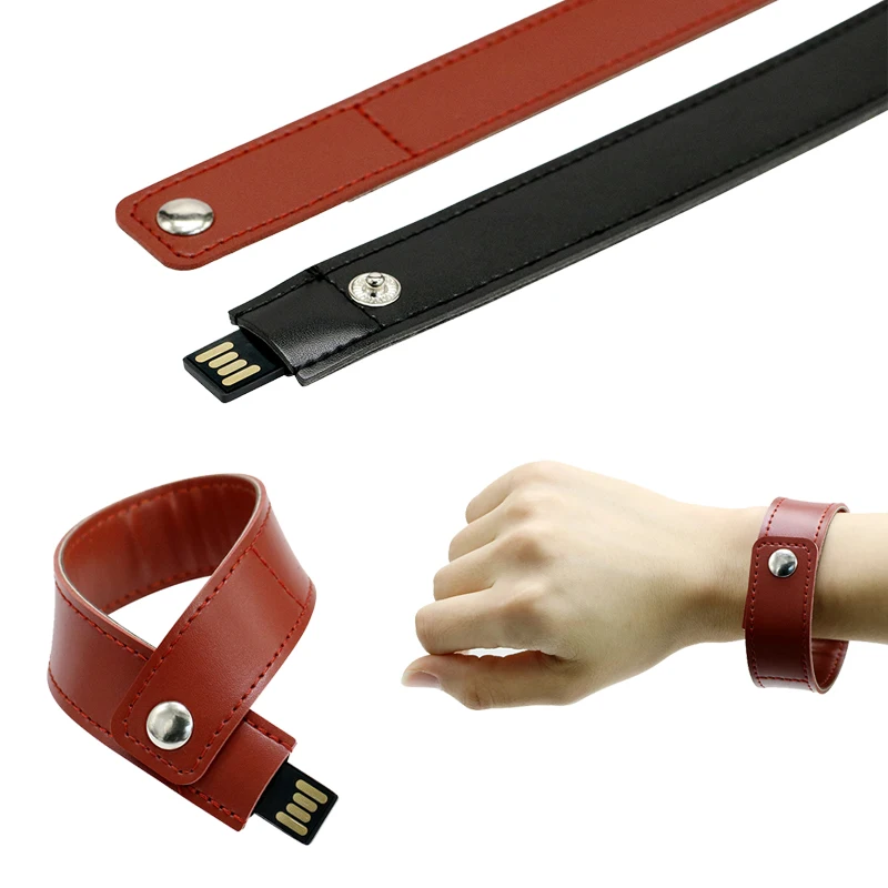 Флеш-накопитель полной емкости 64G, кожаный браслет с Usb флеш-картой 16G, 32G, браслет, Usb флешка 8 GB, флэш-диск