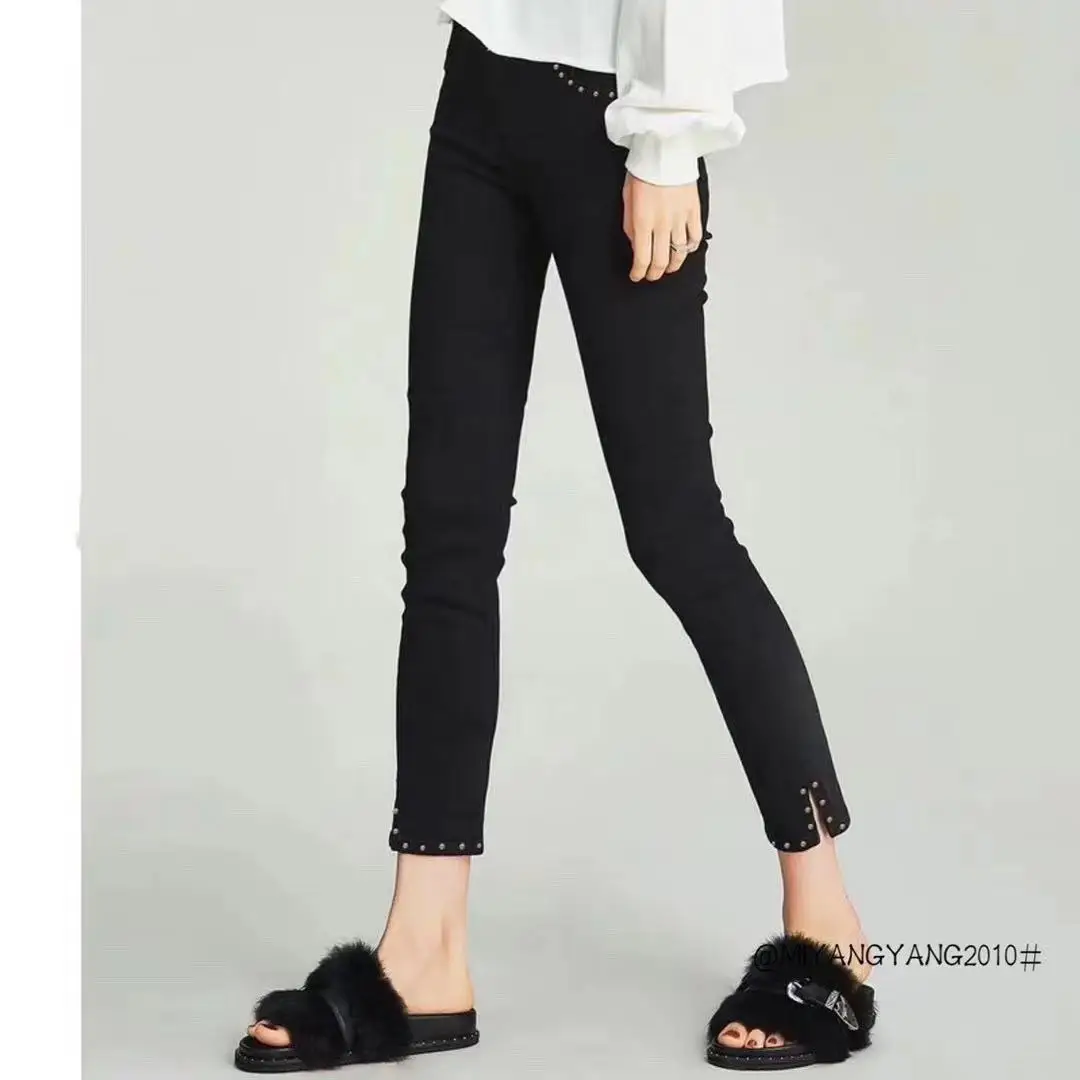 Женские узкие джинсы эластичные джинсовые брюки с пуговицами высокой талией