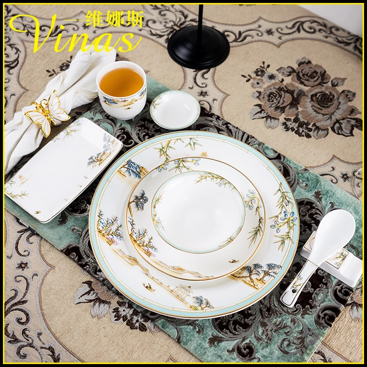 Европейский гостиничный керамический набор посуды тарелка для риса круглое