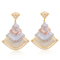 charm vintage petal eardrop earrings women 3colors esys0307 cubic zircon iced out bling elegant luxury trendy gift jewelry
