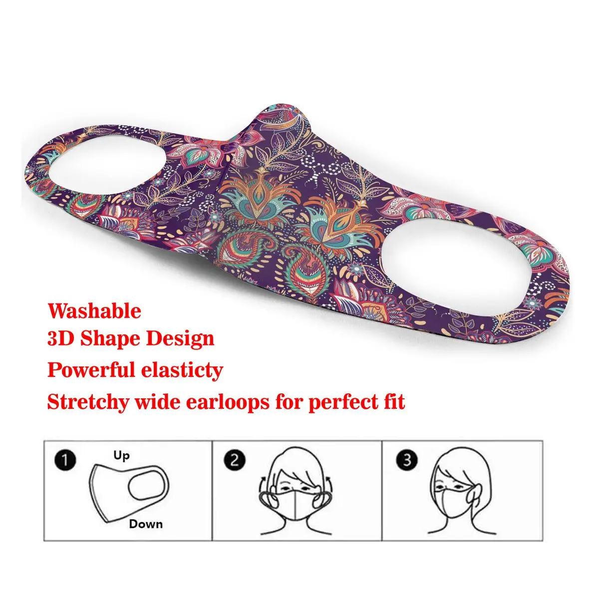 

Southwest Native Kokopelli Flower Washable elastic Earloop Face Breathing Mask Reusable Anti Dust Cotton Mouth For Adults
