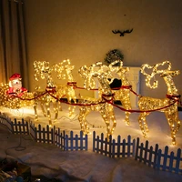 christmas luminous wrought iron mother and deer family of three ornaments deer sleigh cart shoppinghotel atmosphere decoration