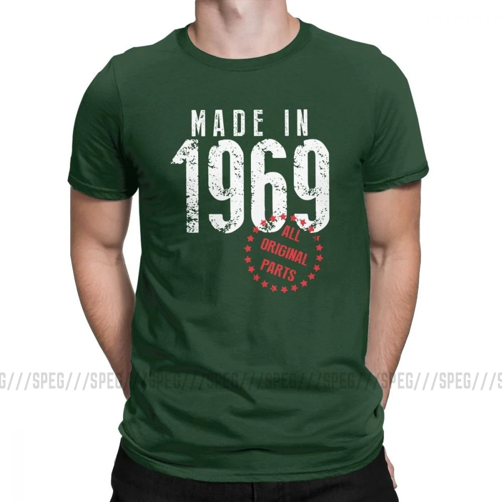 Forest Green Мужская футболка, сделано в 1969, все оригинальные детали, винтажные футболки с короткими рукавами на 50-й день рождения, одежда с круглым вырезом, хлопковые футболки, новое поступление - Цвет: Forest Green