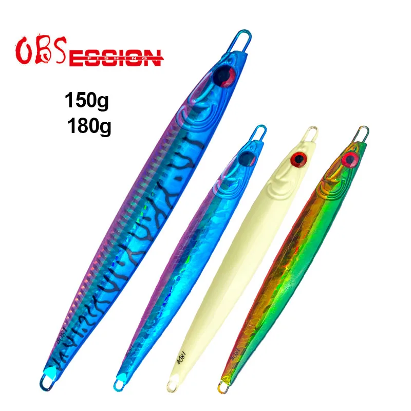 

OBSESSION 150g 180g Fast Fall Sinking Fishing Lure Hard Metal Lead Jig Luminous Saltwater Sea Fishing Artificial Tackle Bait