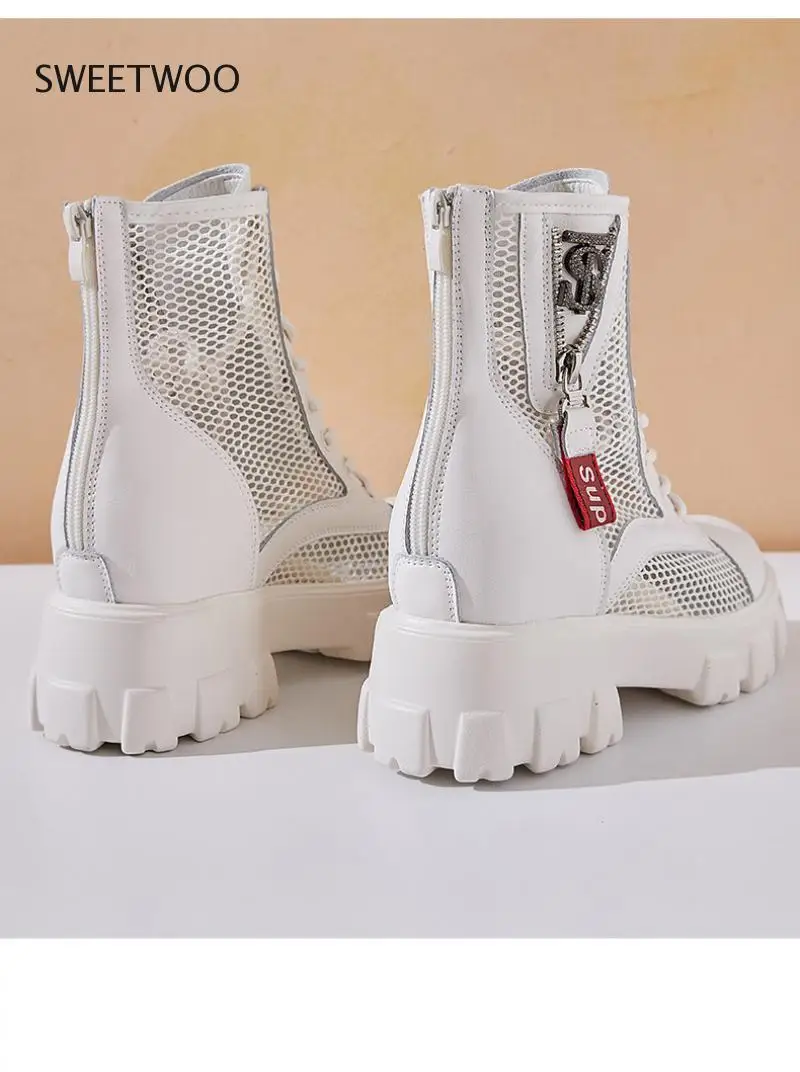 

Women Hollow Out Platform Boots Plush Warm Fur Causal Boots Shoes Sneakers Ankle Booties Platform Thick Sole Lace Up Shoes