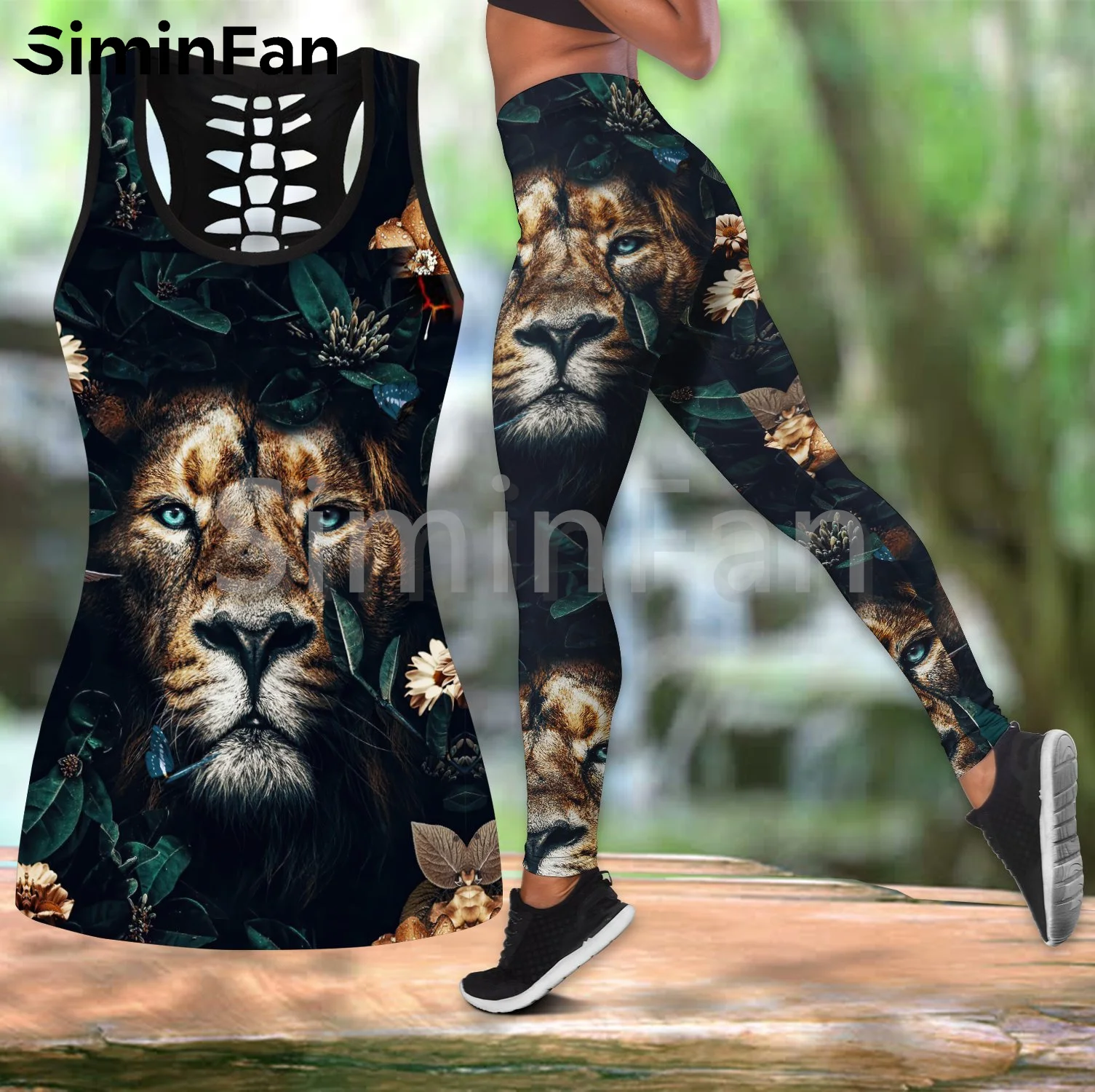 Женский комплект для йоги из двух предметов топ и леггинсы с 3D принтом |