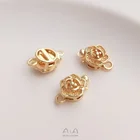 1 шт.компл. 14 к Золотая Роза цветок держатель Пряжка ручной работы DIY кристалл жемчуг ожерелье соединение кнопка закрытия ювелирные изделия аксессуары