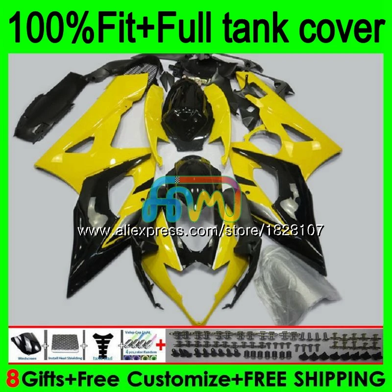 

Injection For SUZUKI GSXR1000 K5 Yellow black GSXR-1000 GSX R1000 98BS.61 GSX-R1000 GSXR 1000 CC 1000CC 05 06 2005 2006 Fairings