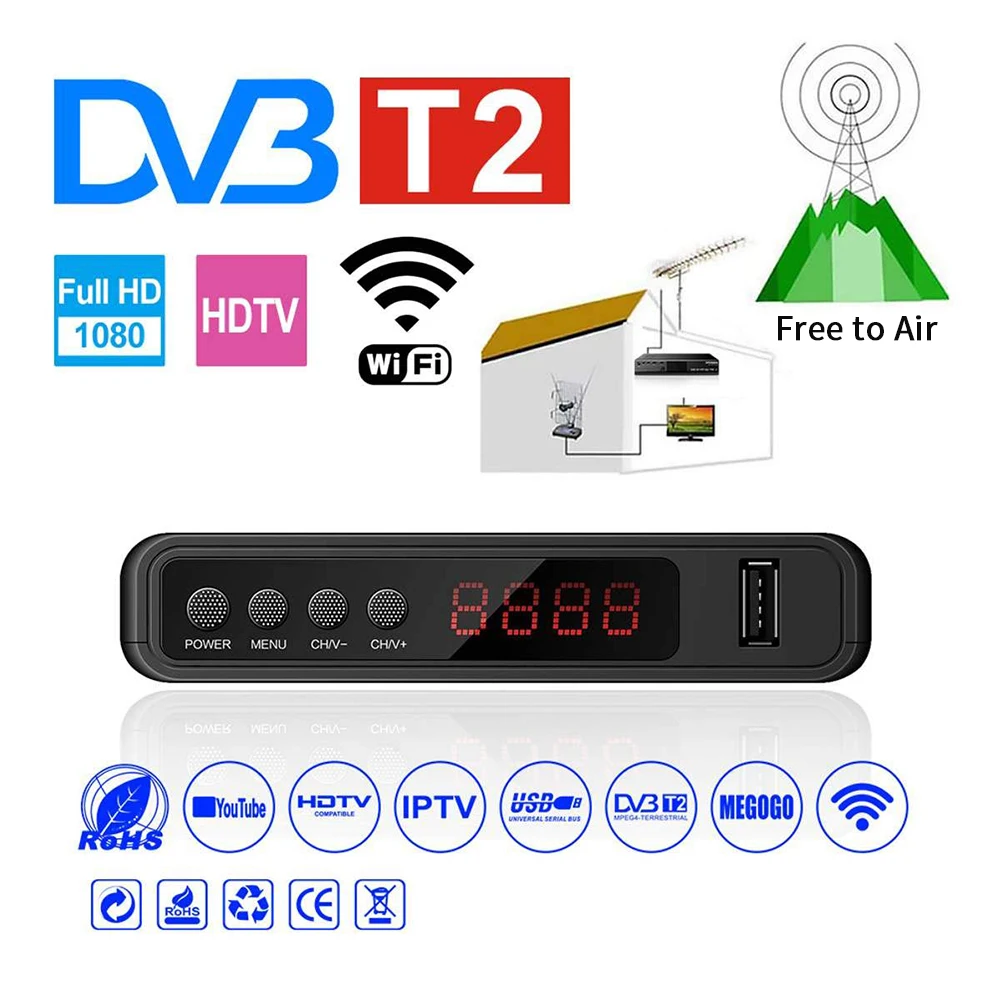 DVB T2/комплект dvb t top Box для цифрового ТВ тюнера DVBT2 tv Receptor TDT приемник FTA T2 H.264 C IP USB