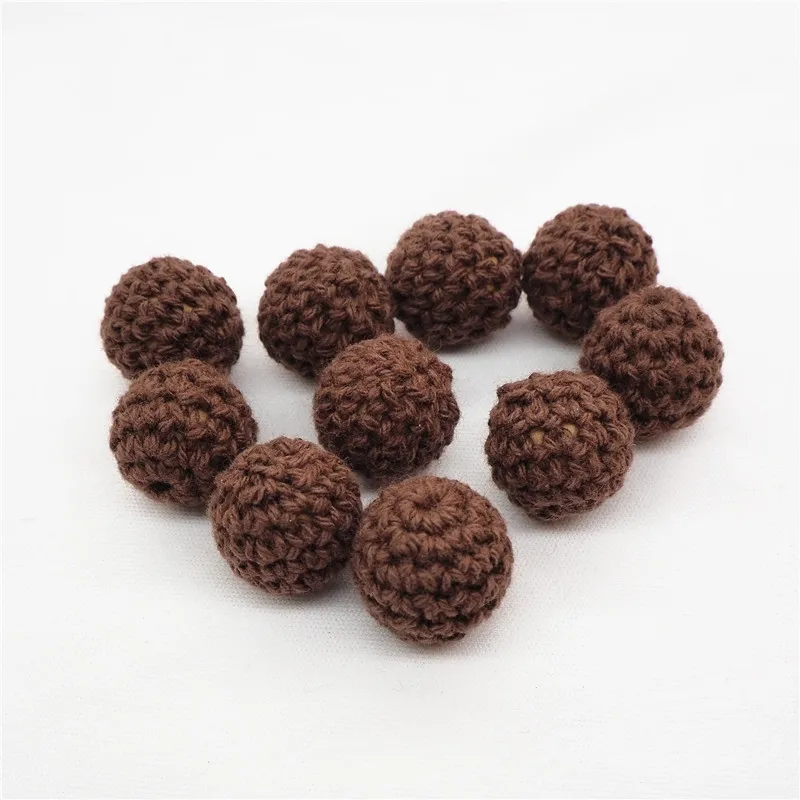 Chocolate Chengkai 50 шт. 16 мм 20 мм Круглый Вязание Хлопок крючком деревянные шарики для DIY украшения Детские украшения Прорезыватель для зубов ожерелье игрушка - Цвет: Chocolate