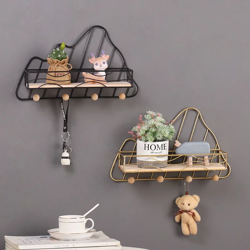 Wall Hook Shelf Organizer Hanging Racks Sundries Storage Box Space Saving Door Back Storage Rack Display Decoration Holder