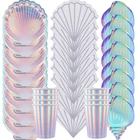 Красочная ракушка русалки, одноразовая посуда, маленькая Русалка, украшение для свадьбы, дня рождения вечерние вечеринки, детский праздник для будущей мамы под морем