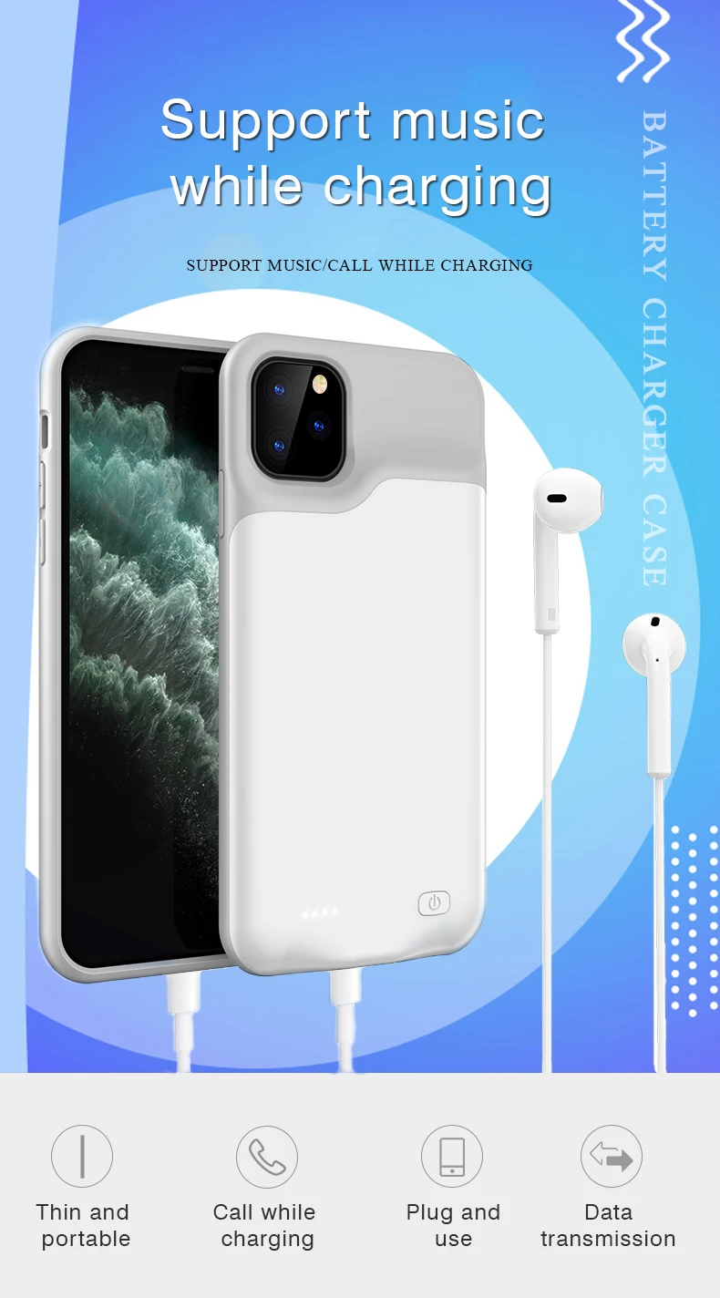 

Battery Charger Case For iPhone 12 12mini 12Pro 12Promax Soft TPU Charging Phone Power Cover battery Case