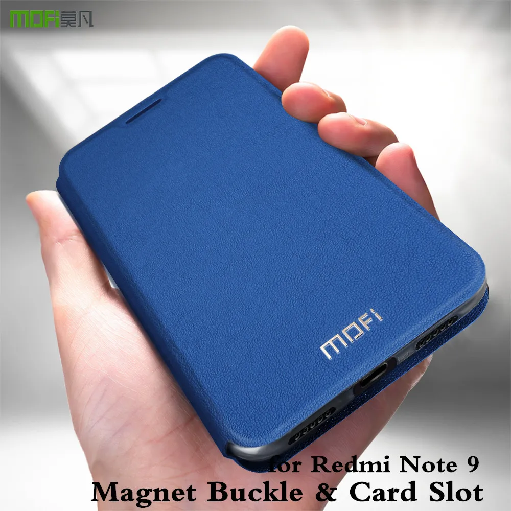 Чехол MOFi с откидной крышкой для Xiaomi Redmi Note 9 кожаный чехол магнитной пряжкой