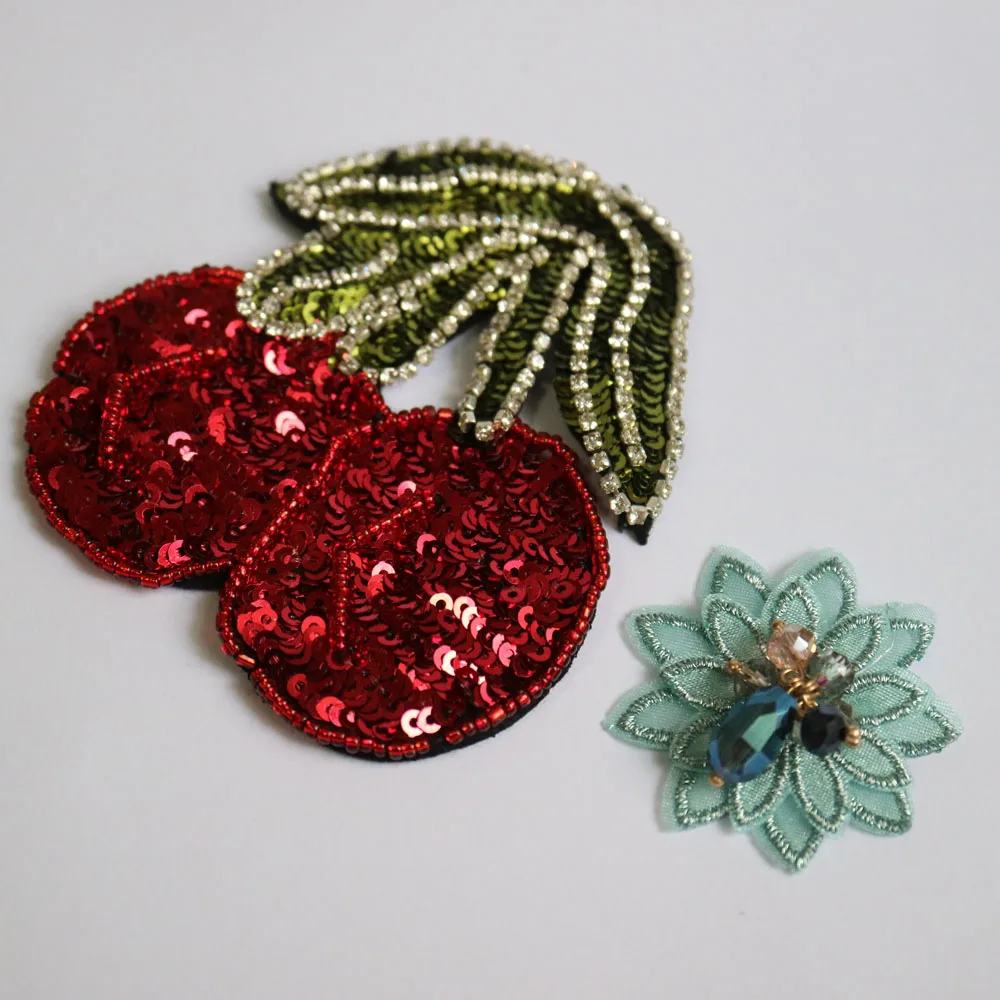 Нашивки с вышитыми цветами вишни для одежды декоративная заплатка parches bordados para ropa