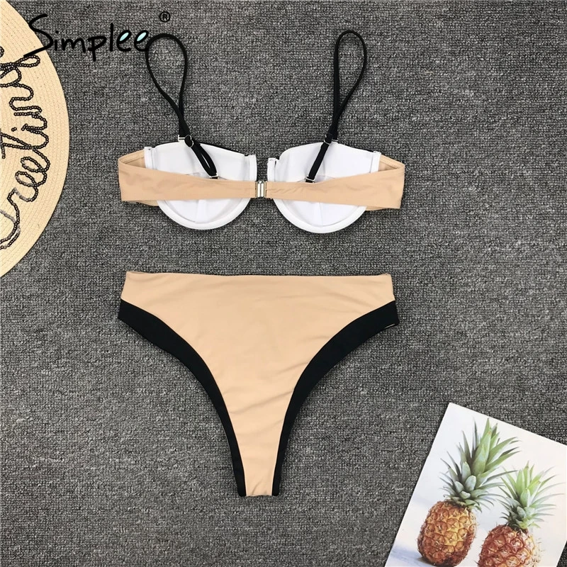 SimpleeSexy бикини лоскутное купальники пляжная одежда купальный костюм женщины с