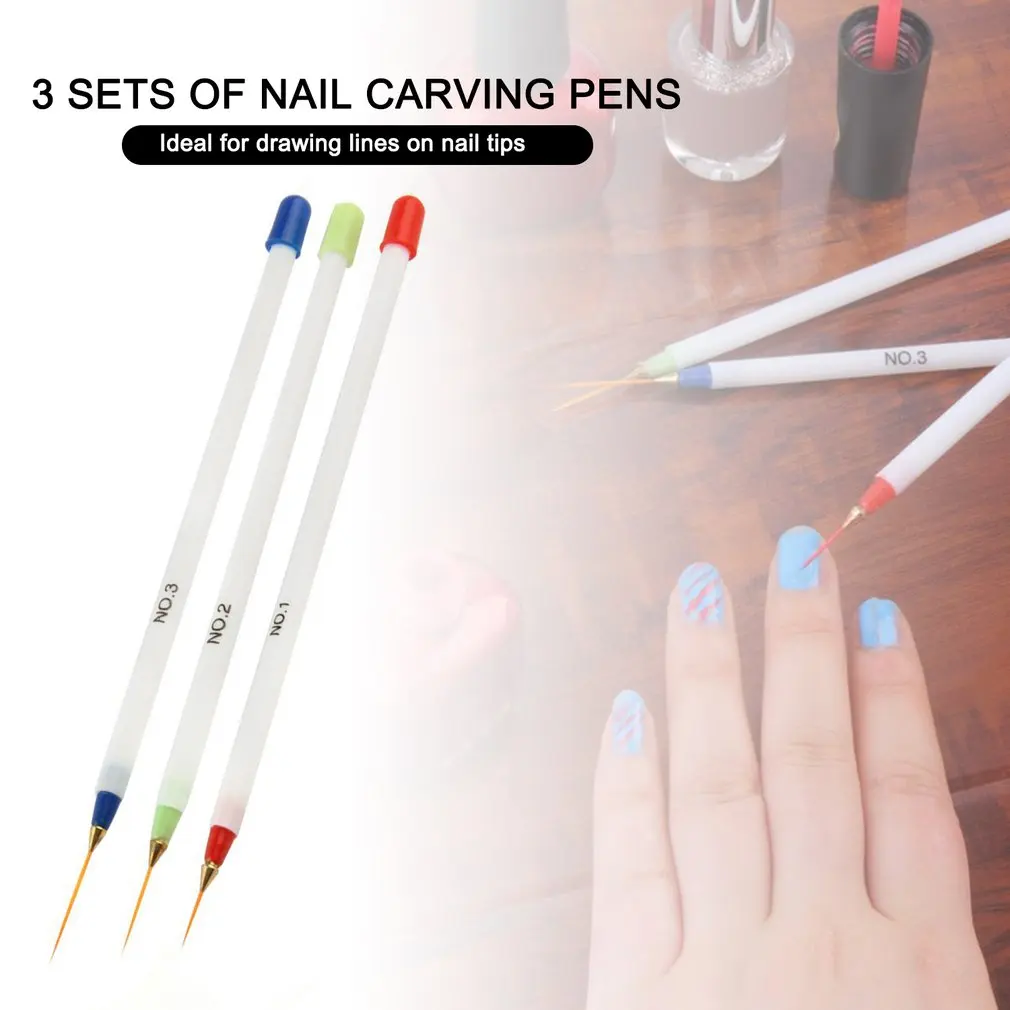 Nail Art Equipment3Pcs дизайн ногтей DIY для рисования Рисование нанесение полос Гель лак