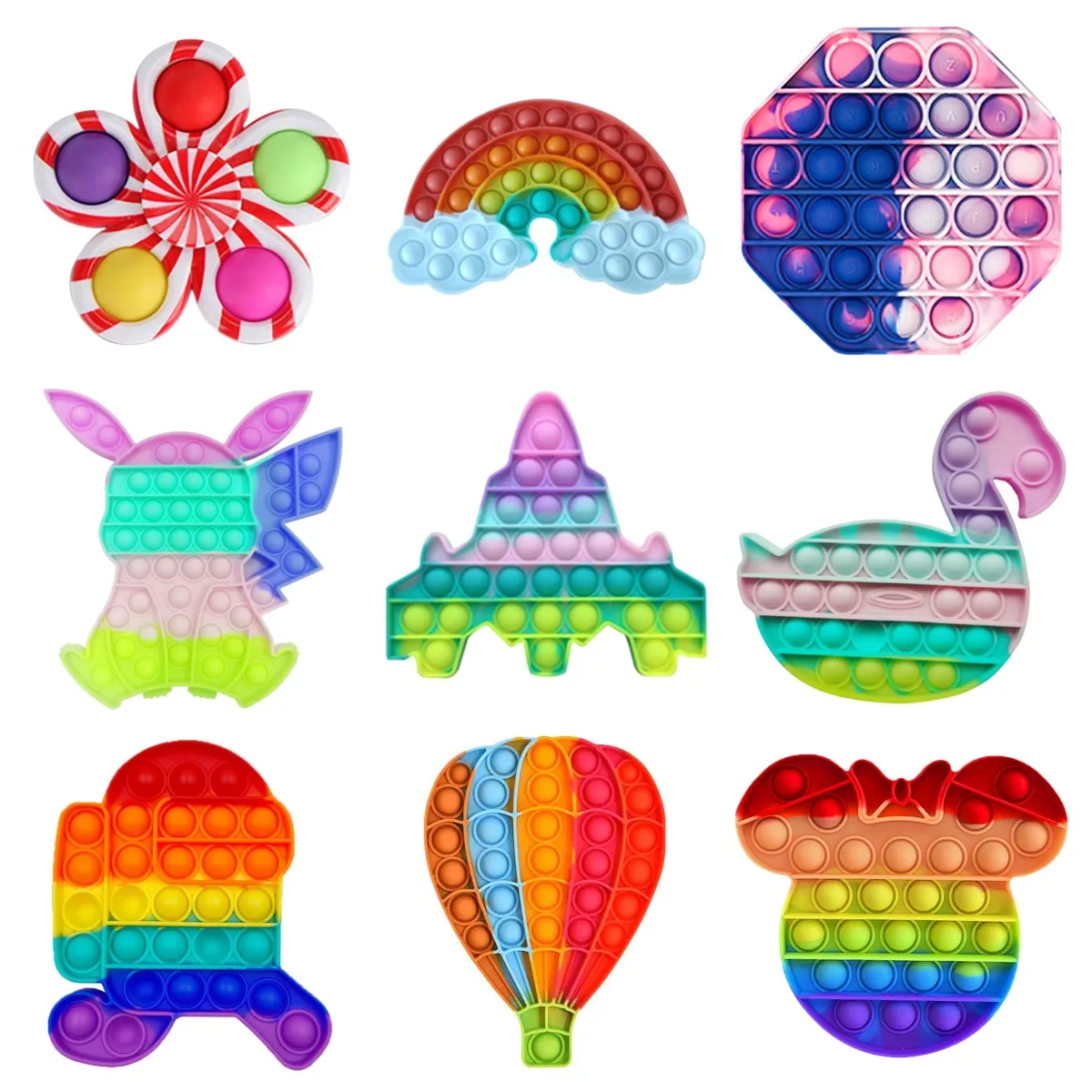 Фиджет-игрушки мультяшная модель антистресс Новый пузырь Радуга-поп для рук