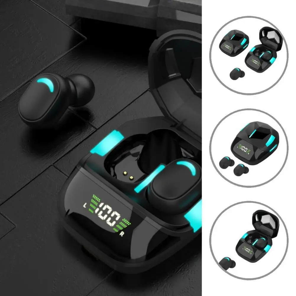 

TWS 2Pcs Bluetooth-compatible 5.1 Sweat-proof Headset Earbud Black Bluetooth-compatible Earphone Low Latency for Gaming