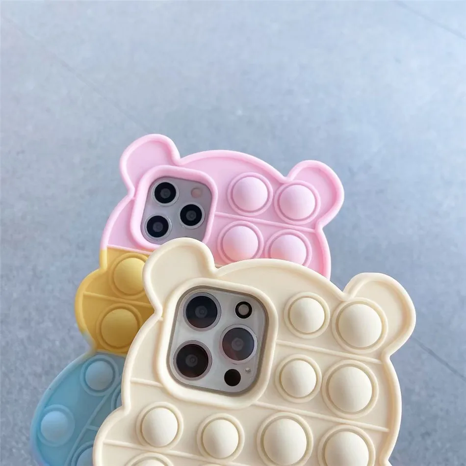 

10Pcs/Lot All Color Mixed Reliver Stress Fidget Toy Push It Bubble Phone Case For iPhone 6 6s 7 8 Plus 11 12 Pro Max Cover