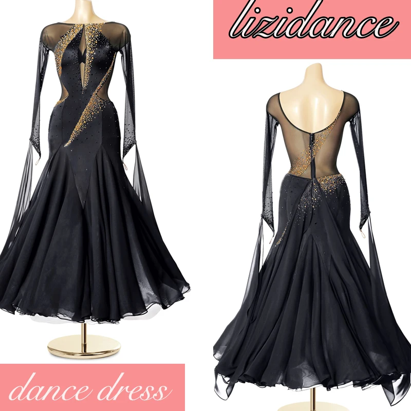 

Платье для бальных танцев, танго, Танго, быстрого шага, черного цвета