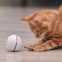 electric pet ball for cat dog colorful led rolling flash ball with bell feather usb rechargeable pet ball toy cats accessories
