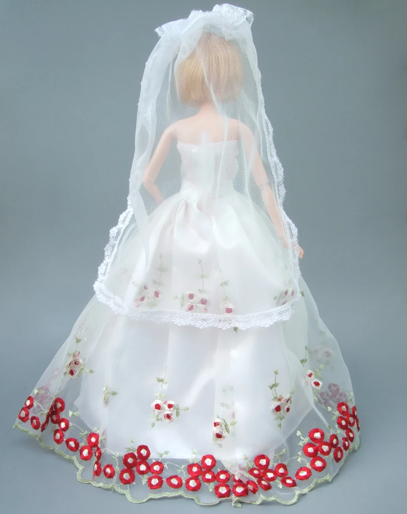 Бесплатная доставка фиолетовое свадебное платье delux с вуалью для куклы Барби