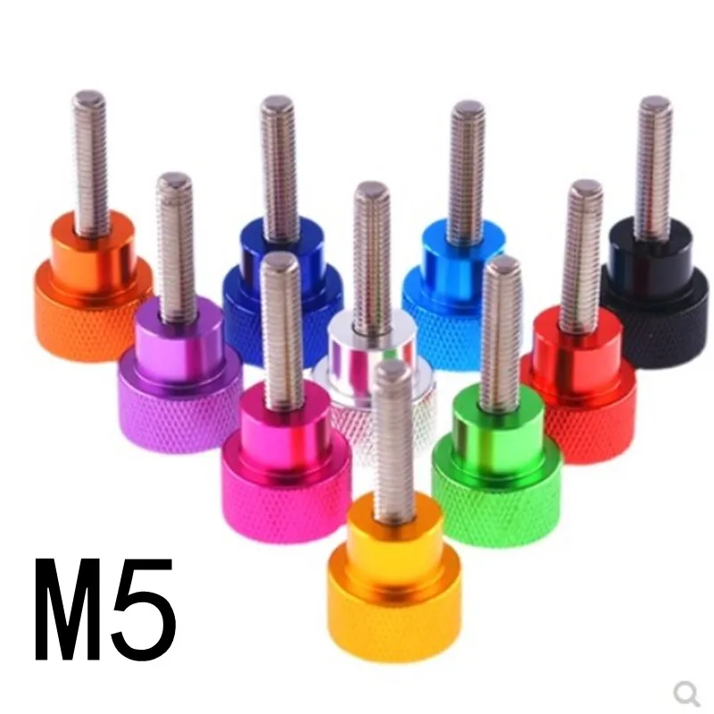 

5pcs m5 thread colourful aluminum head stainless steel step hand thumb screw