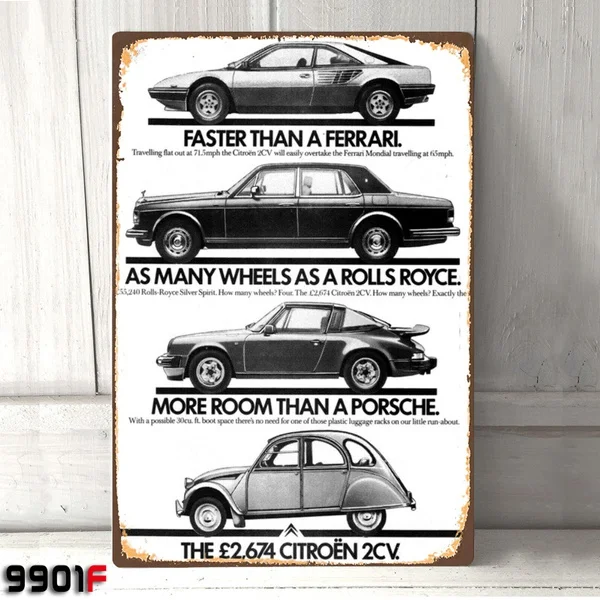 

Citroen 2CV Advert Vintage Metal Tin Sign Home Garage Man Cave Pub Bar Wall Decor Wall Poster(20cmx30cm)