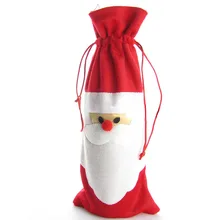 클래식 비 짠 직물 산타 클로스 레드 와인 샴페인 음료 세트 홈 테이블 장식 선물 소품 Navidad 크리스마스