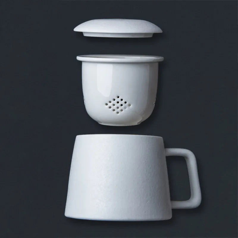 Простая керамическая чайная чашка в японском стиле с фильтром крышки креативная