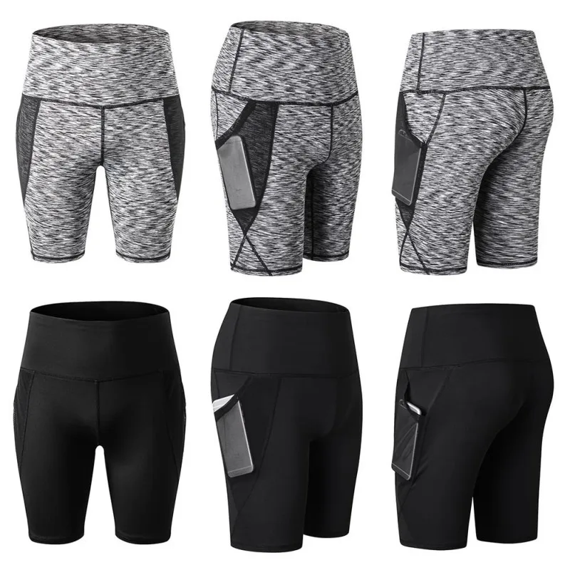 

Women High Waist Yoga Shorts, Running Training Sports Quick-drying Tight-fitting Stretch Fitness Shorts # MK