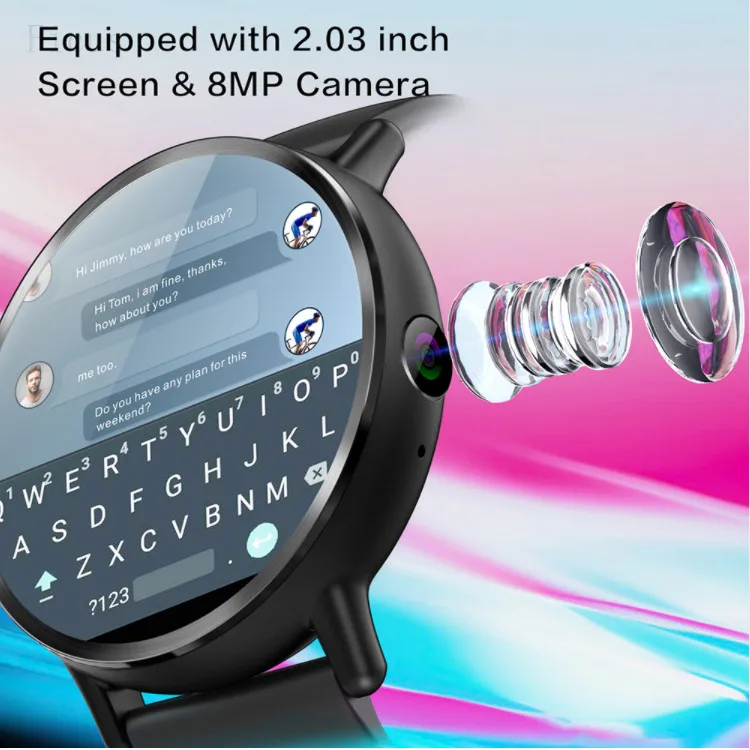 

2019 New Arrival DM19 Round Screen Android 8MP Camera IP67 Waterproof Heart Rate 3G 4G SIM Smart watch