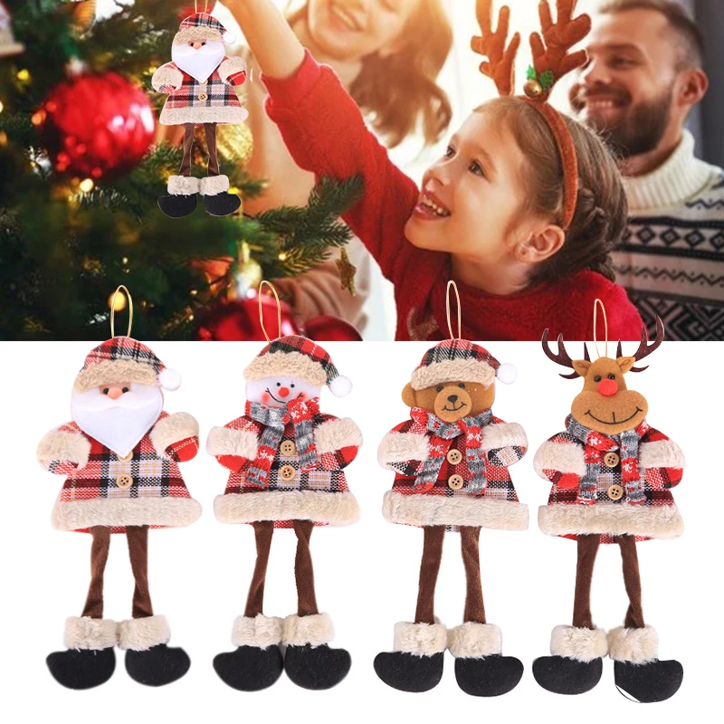 

1/4pcs Christmas Ornaments Santa/Snowman/Elk/Bear Christmas Tree Plush Hanging Ornaments Decorations