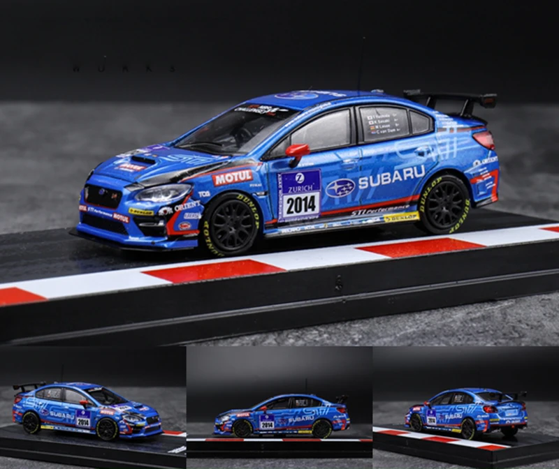 1:64 флитая Металлическая Автомобильная гонка WRX STI миниатюрная сцена для стола