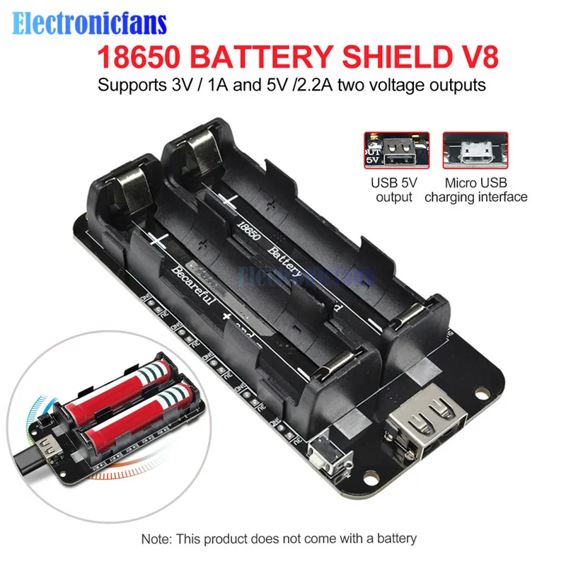 ESP8266 ESP32 двойная литиевая Защита аккумулятора 18650 V8 5V 2.2A 3V 1A мобильный внешний аккумулятор модуль зарядки