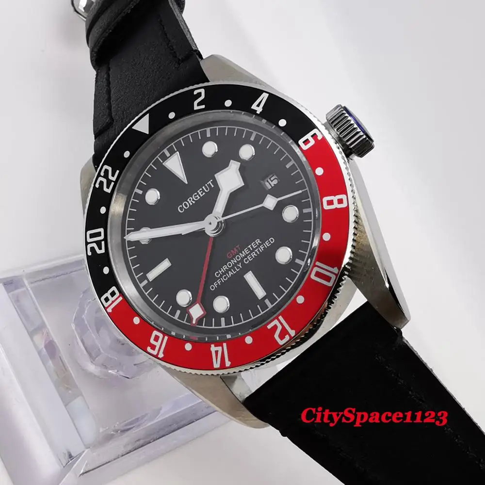 Corgeut 41 мм мужские GMT автоматические механические наручные часы сапфировое стекло