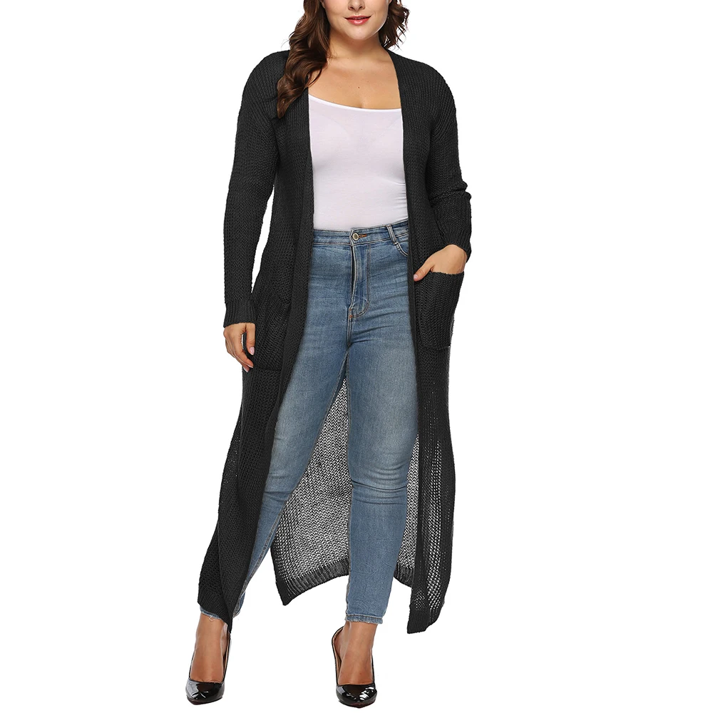 Женский Длинный Кардиган с длинным рукавом разрезом сбоку |