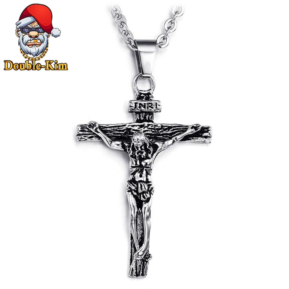 Мужское ожерелье с крестом Иисуса Классическая цепочка из титановой нержавеющей
