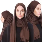 Высокое качество хлопкового трикотажа хиджаб шарф платок Женские однотонные эластичность хиджаб мусульманский головной убор Макси шарфы палантины 35 Цвета 1 шт.