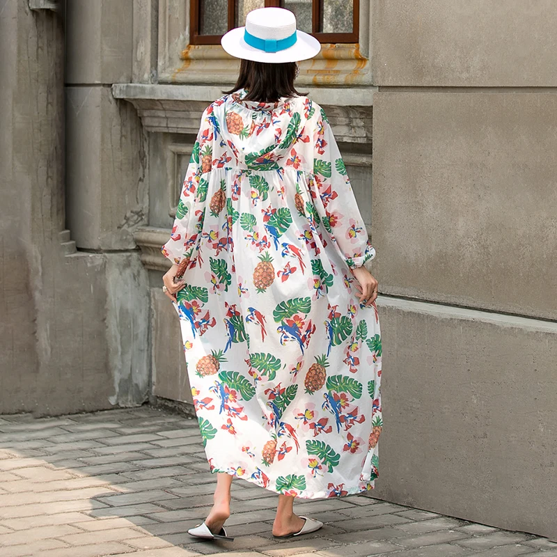 

IEQJ Elegant Hooded Sun Protection Clothing Women Summer 2021 New Loose Long Sleeve Thin Floral Big Size Zippe Jacket 3F0372