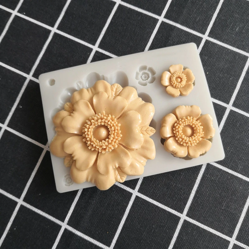 

New 4 flower chocolate silicone mold Cake lace decoration tool Clay DIY mold K793